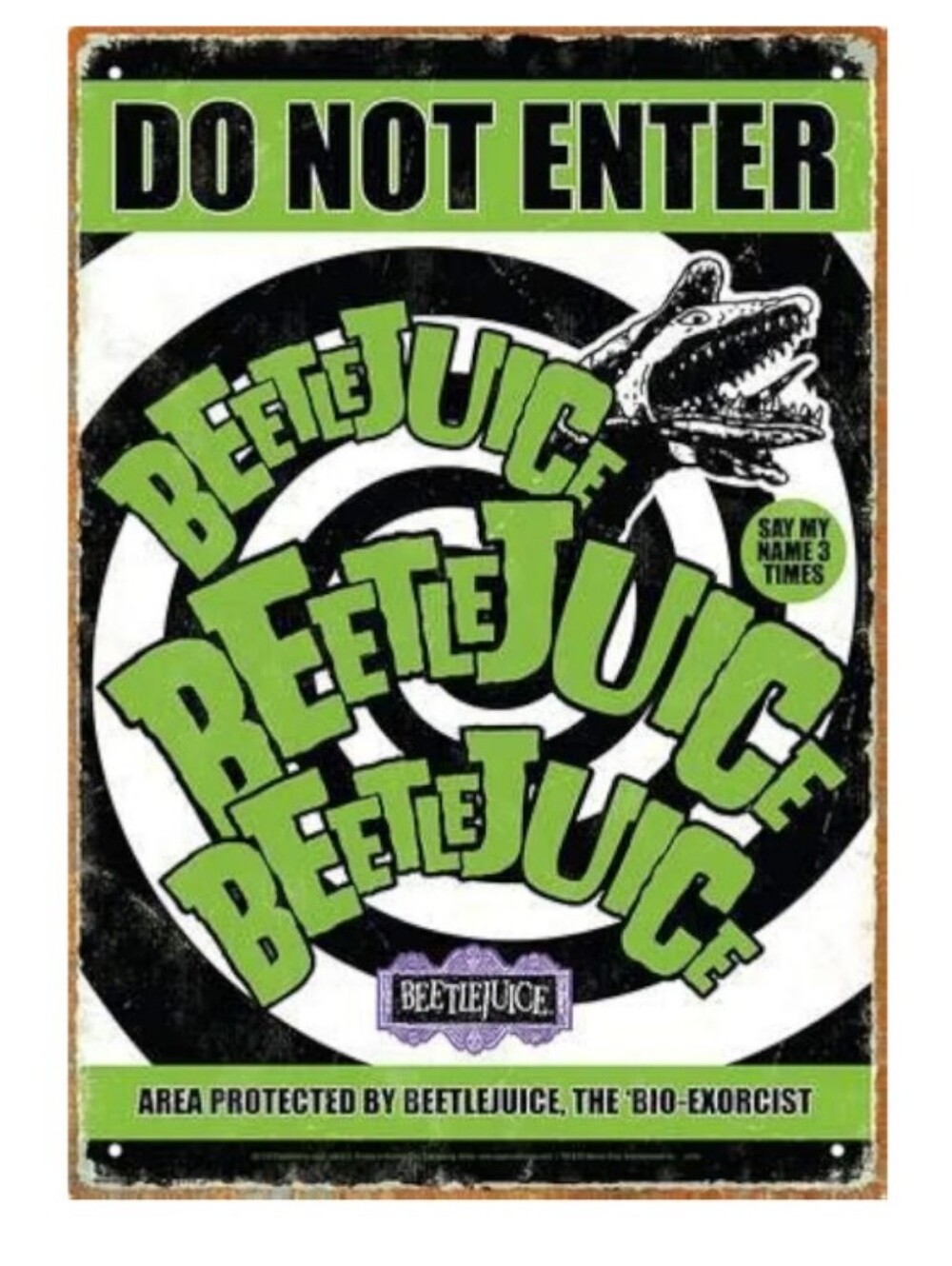 Beetlejuice "Do Not Enter" Metal Sign - Bio-Exorcist Decor